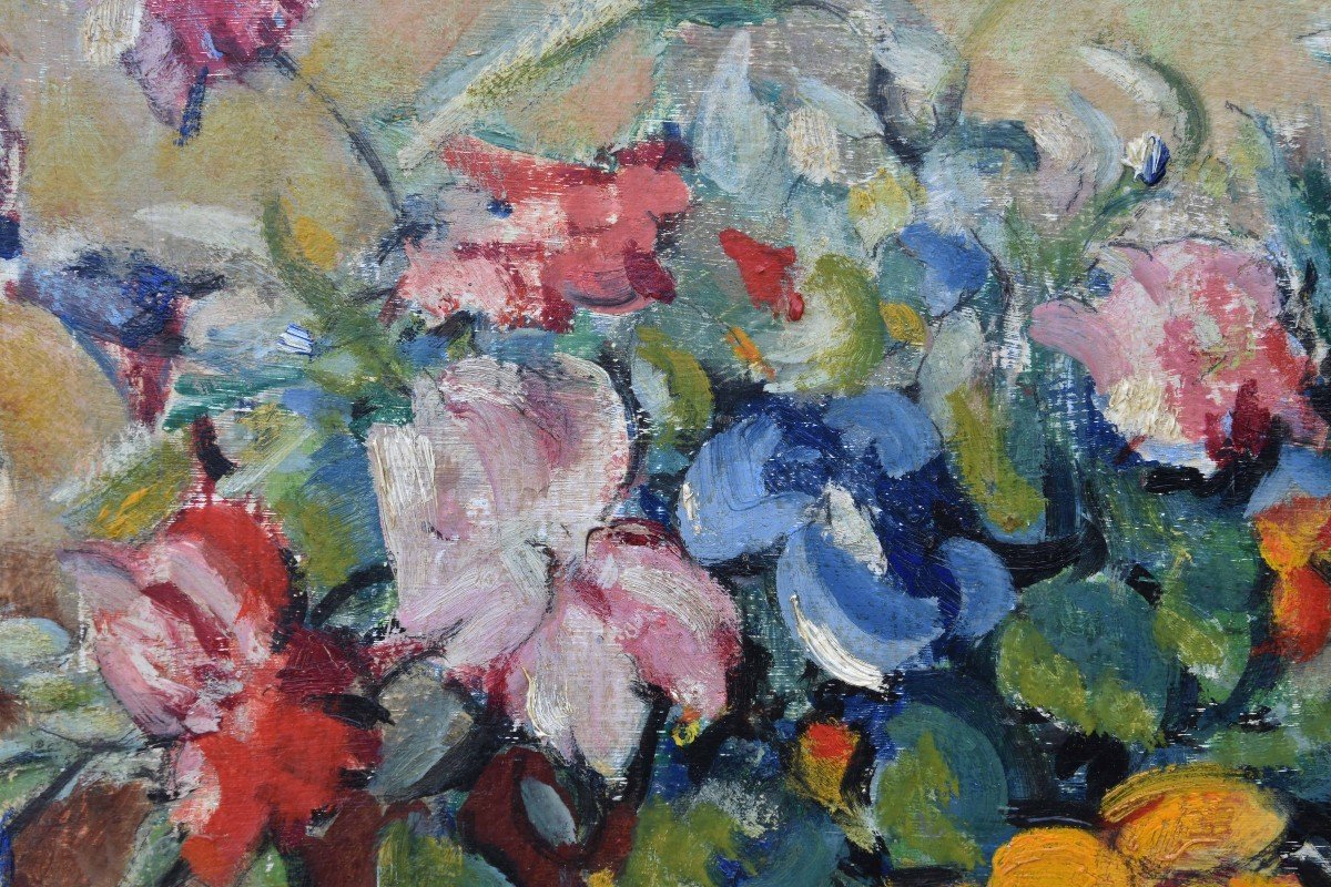 Czeslaw Zawadzinski "bouquet De Fleurs"  Huile Sur Panneau 30x40-photo-2